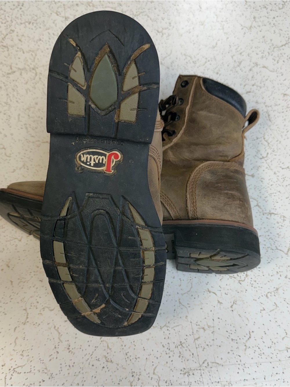 Justin Original Pulley 8" Steel Toe Work Boots Lace Up Men's Size 9 EE - Picture 6 of 7